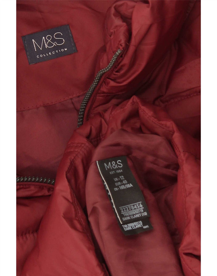 Marks & Spencer Chaqueta acolchada con capucha para mujer UK 42 Poliéster burdeos mediano