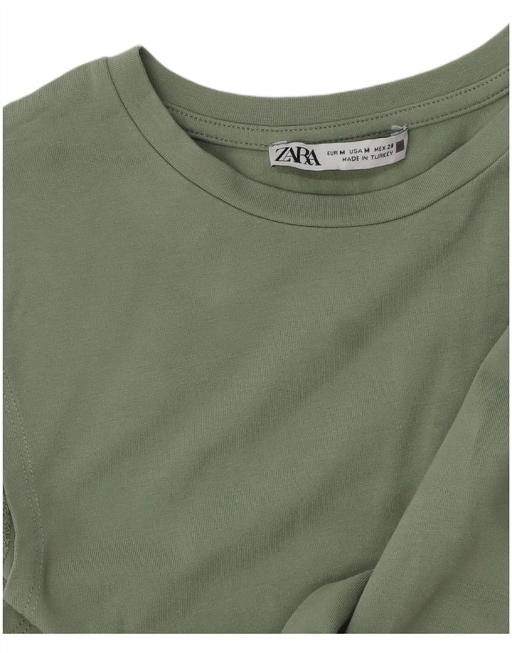 Zara Mujer Crop Vest Top UK 40 Verde Medio