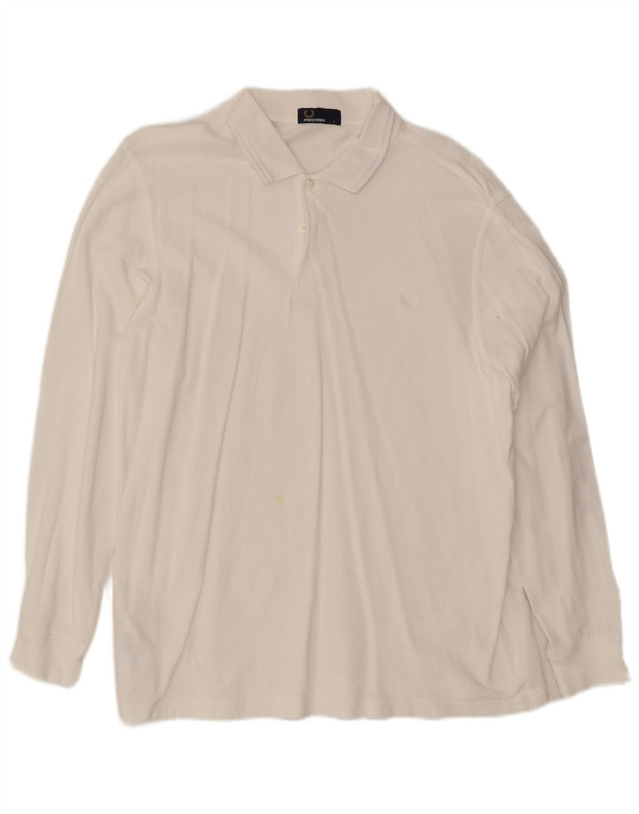 Fred Perry Polo De Manga Larga Para Hombre Algodón Blanco Grande