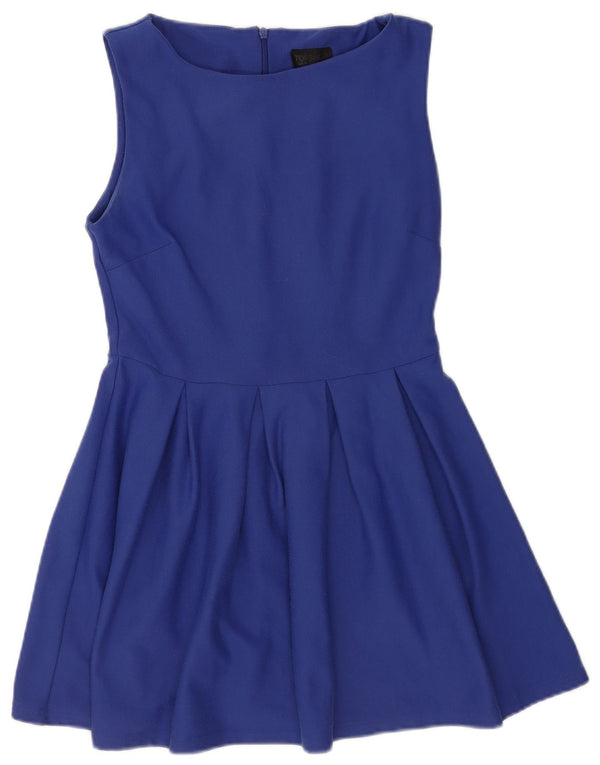 Topshop Vestido acampanado sin mangas para mujer UK 10 Small Poliéster azul