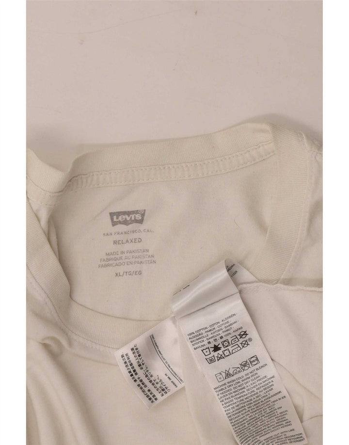 Levi's Hombre Camiseta Gráfica Top XL Algodón Blanco
