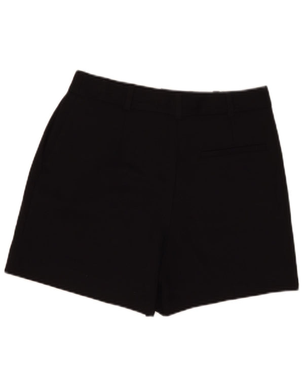 Zara Mujer Pantalones Cortos Chinos De Cintura Alta Pequeño W26 Algodón Negro
