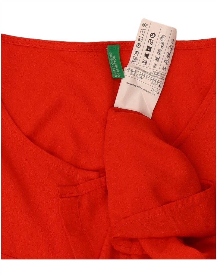 Benetton Blusa Camisera Mujer ES 40 Small Viscosa Roja