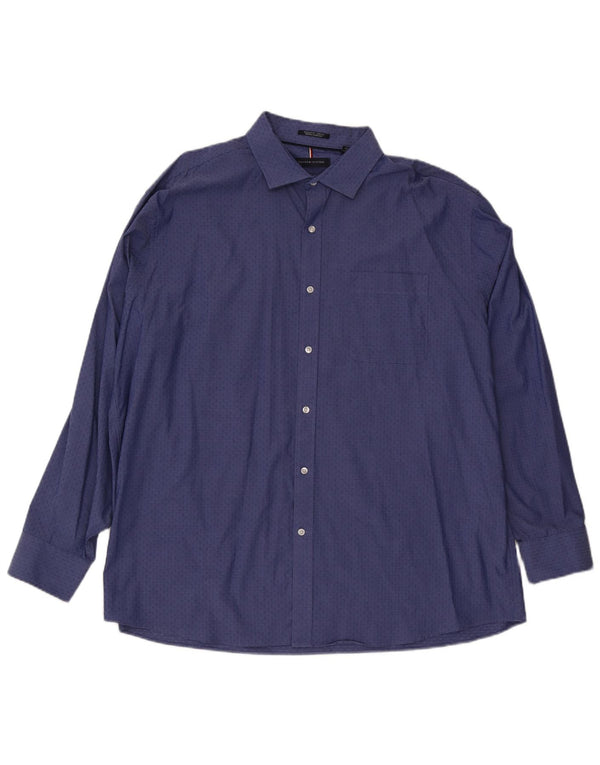 Tommy Hilfiger Camisa de corte regular para hombre talla 18 1/2 2XL Algodón con manchas azules
