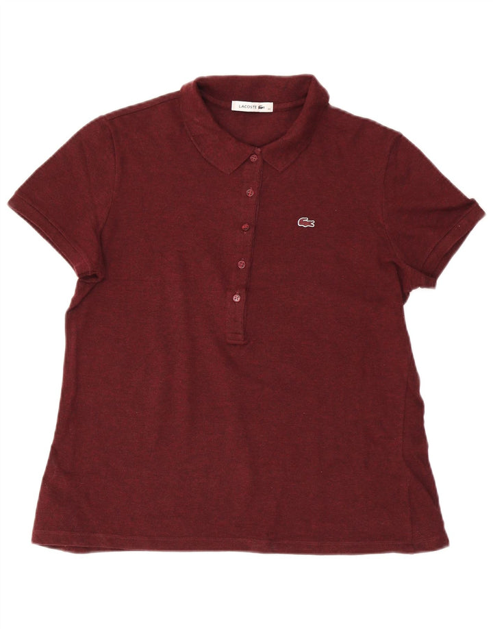 Polo Lacoste para mujer talla 44 grande algodón burdeos