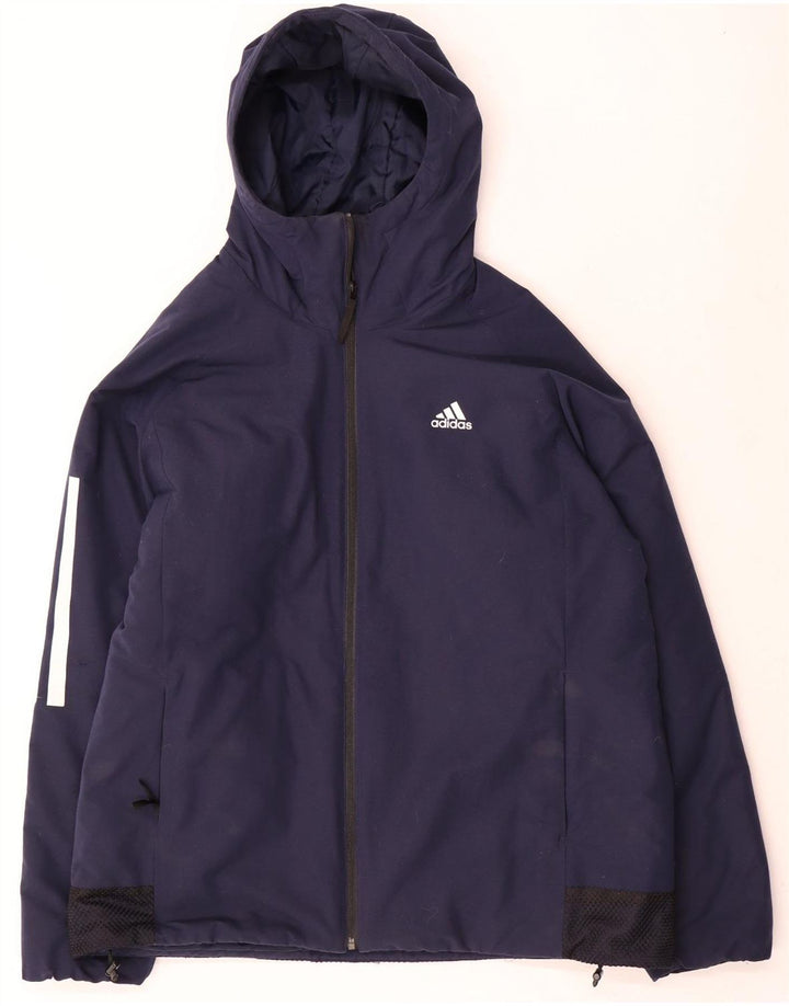 Adidas Chaqueta cortavientos con capucha para hombre Reino Unido 40 Grande Azul marino Poliéster