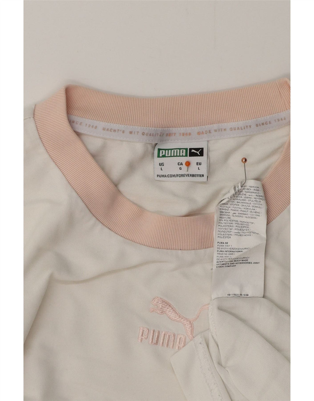 PUMA Camiseta para hombre Top Large White Cotton