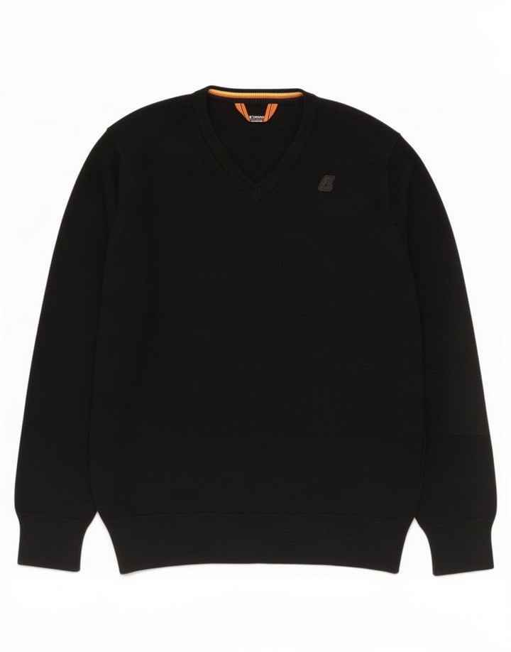 K-Way Jersey con Cuello en V para Hombre Lana Merino Negra Mediana