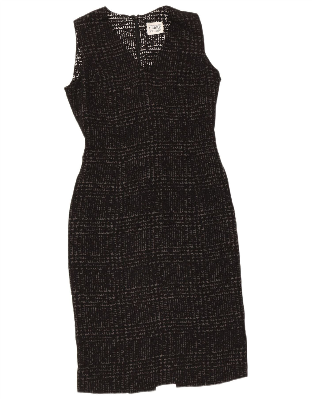 Gianfranco Ferre Vestido tubo para mujer UK 10 Small Black Houndstooth