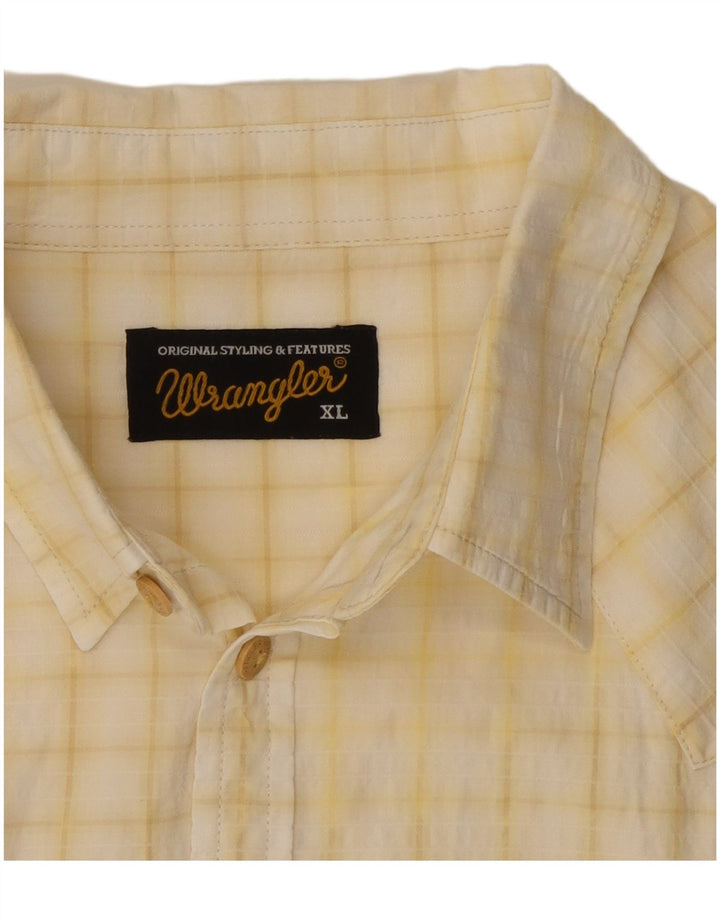 Wrangler Camisa gráfica de manga corta para hombre XL Algodón a cuadros amarillos