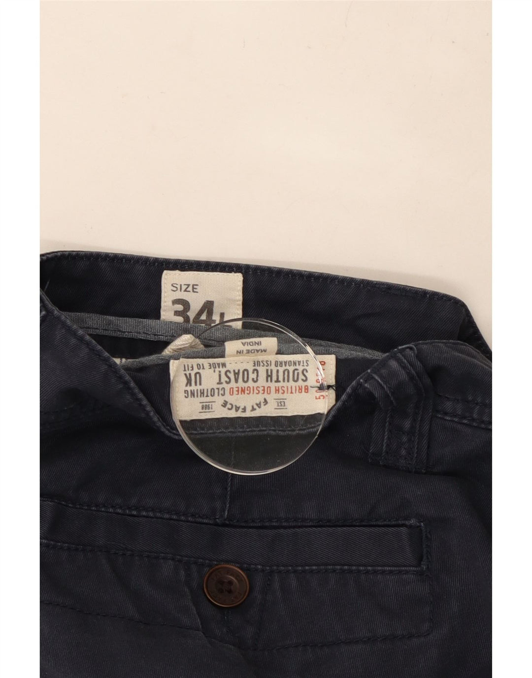 FAT FACE Pantalón chino ajustado para hombre W34 L34 Azul marino Algodón