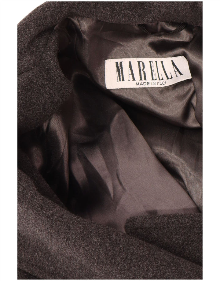 MARELLA Abrigo cruzado para mujer UK 44 Lana virgen gris grande