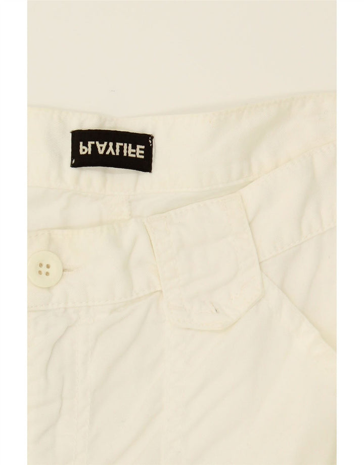 PLAYLIFE Womens Straight Cropped Trousers IT 44 Medium W30 L25 White Vintage Playlife and Second-Hand Playlife from Messina Hembry 