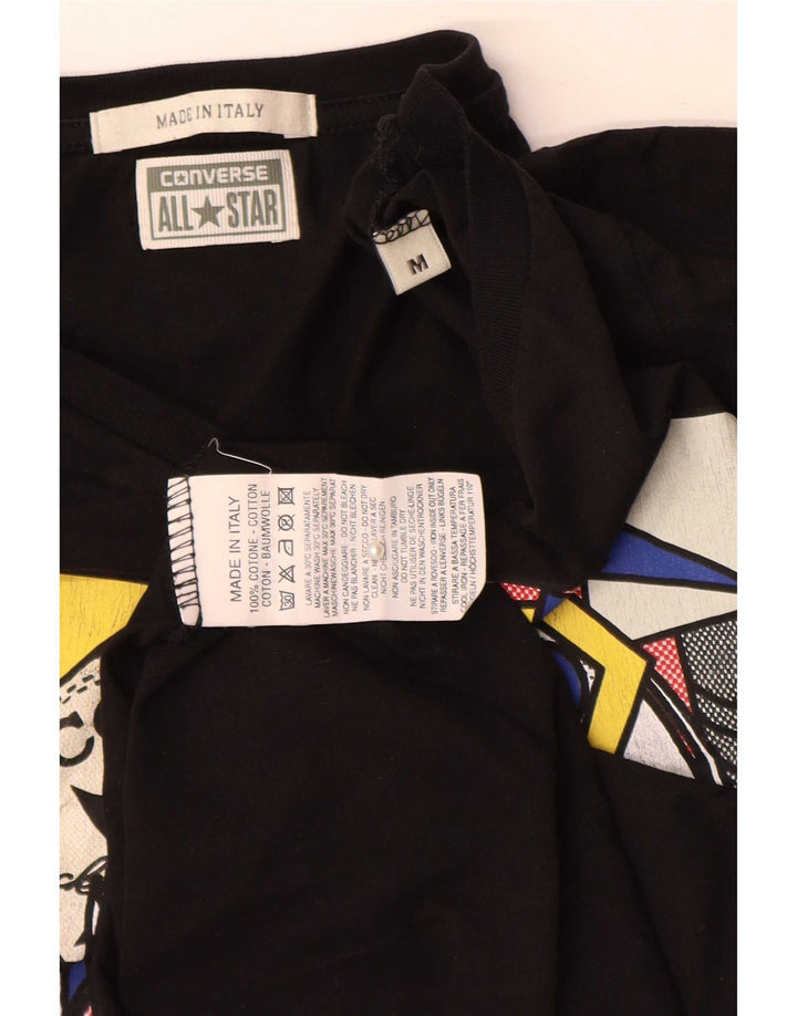 Converse Mujer Gráfico Top Manga Larga UK 12 Mediano Negro Algodón