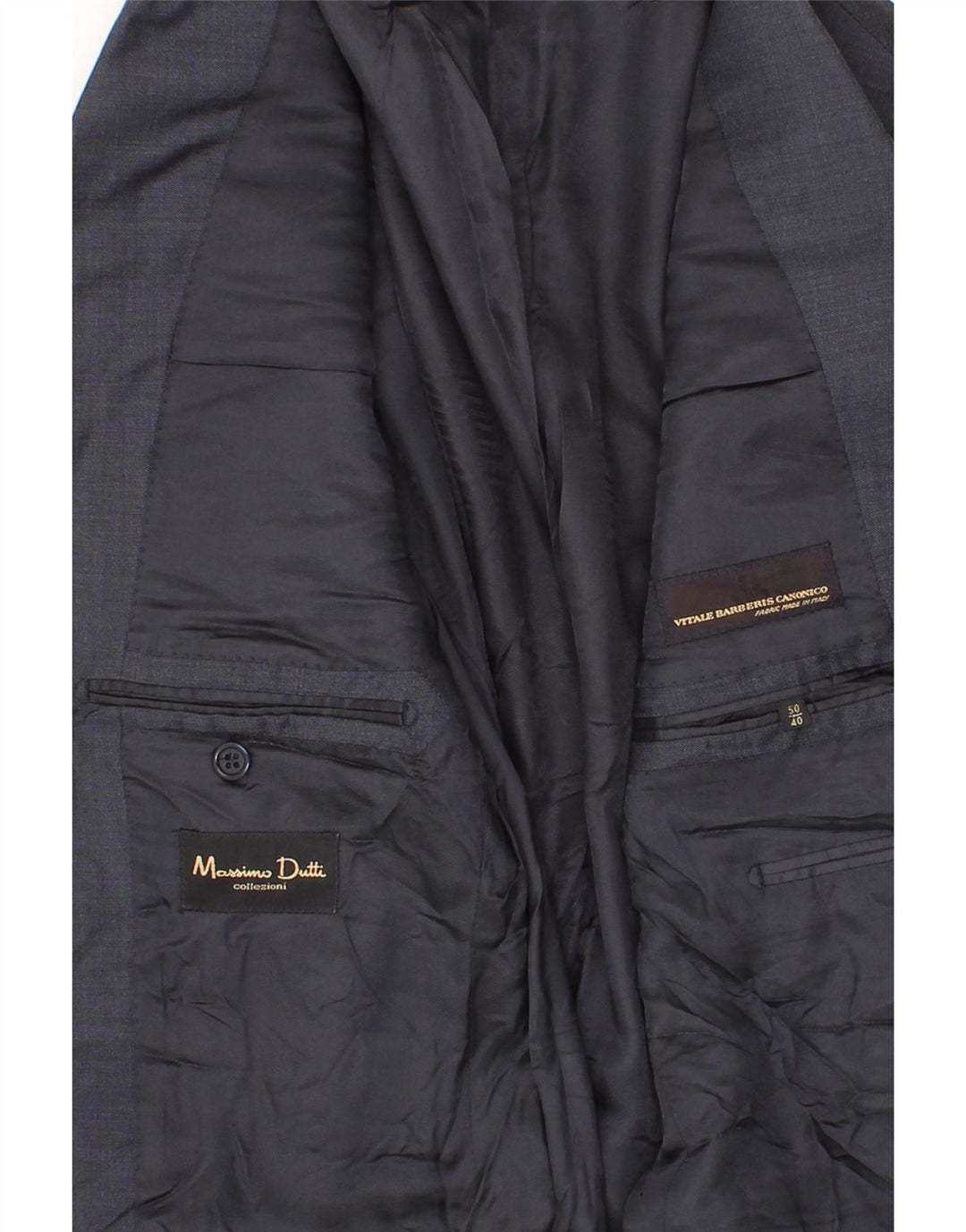 MASSIMO DUTTI Mens 3 Button Blazer Jacket EU 50 Medium Navy Blue Wool Vintage Massimo Dutti and Second-Hand Massimo Dutti from Messina Hembry 