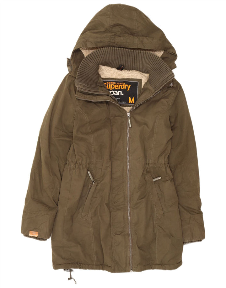 Superdry Parka con capucha para mujer, talla 44, poliéster caqui medio