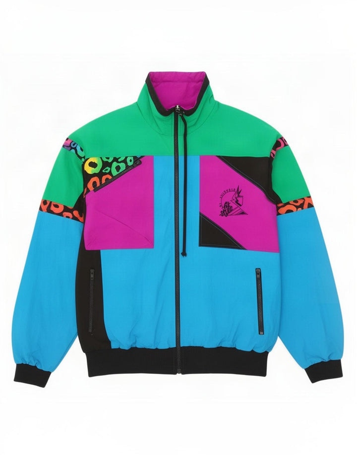 Vintage hombres chándal top chaqueta IT 50 medio multicolor colorblock