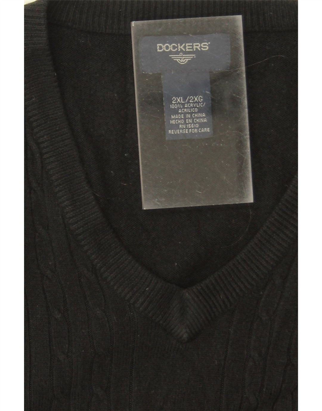 DOCKERS Mens Vest Tank Top 2XL Black Acrylic