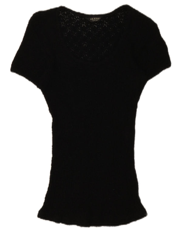 Guess Blusa de encaje para mujer Top UK 12 Medium Black Floral