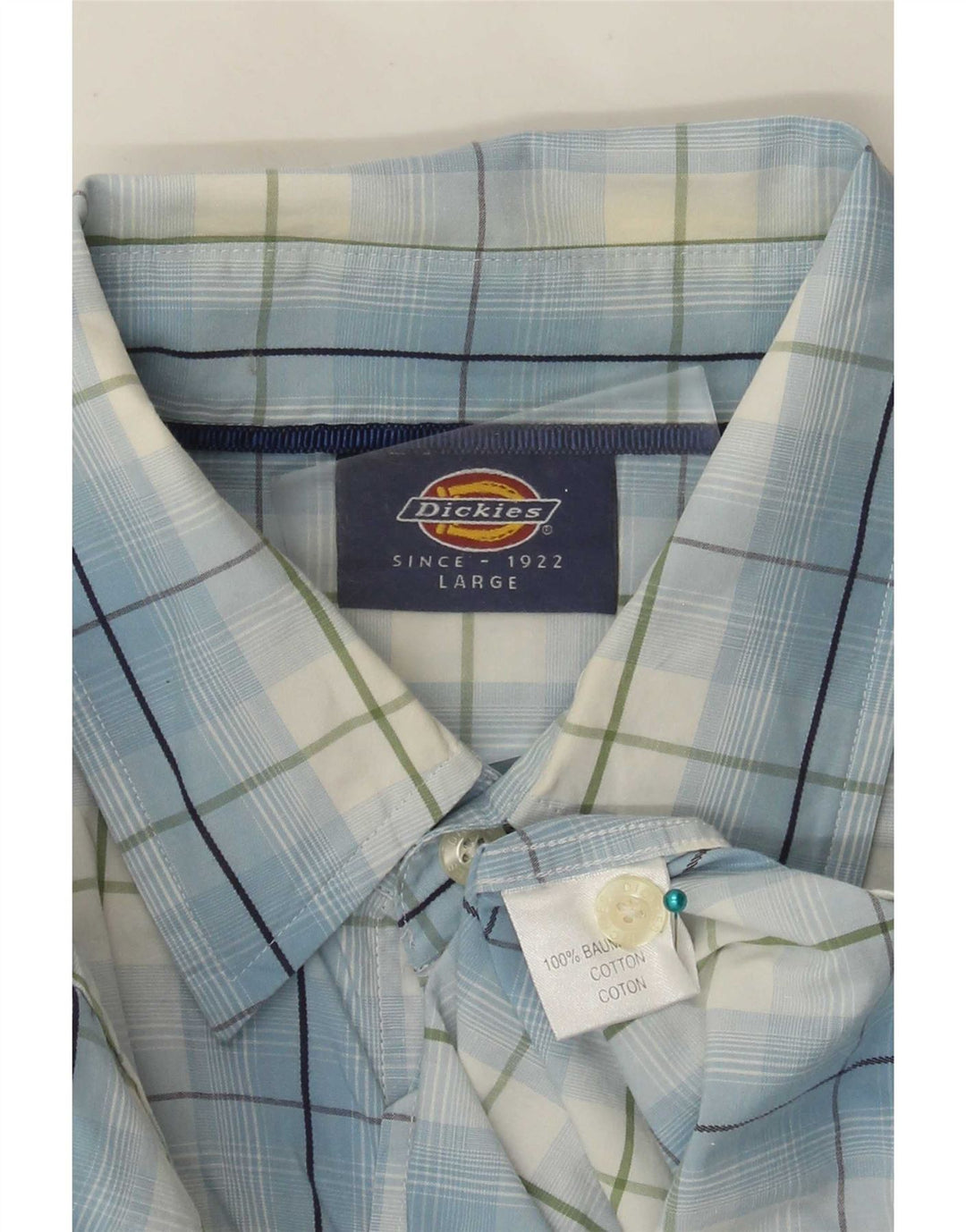 Dickies Camisa De Manga Corta Para Hombre De Algodón A Cuadros Azul Grande