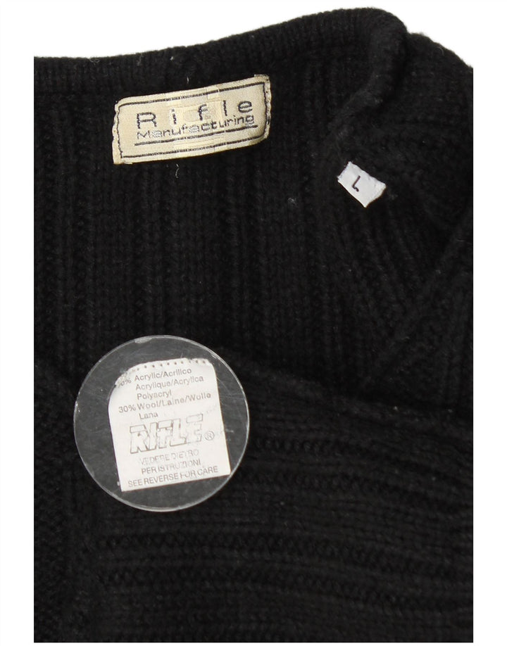 Rifle - Jersey con cuello en V para hombre, talla grande, acrílico negro