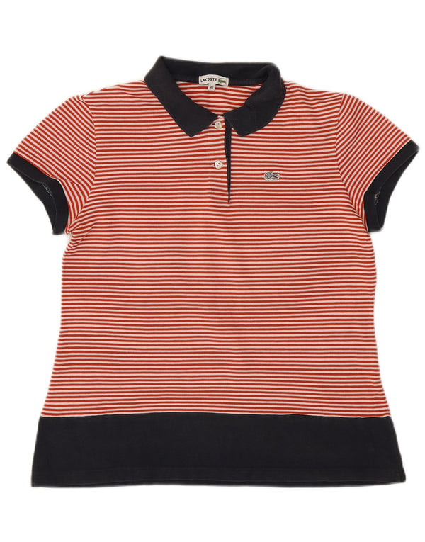 LACOSTE Polo de mujer talla 42 Algodón de rayas rojas grande