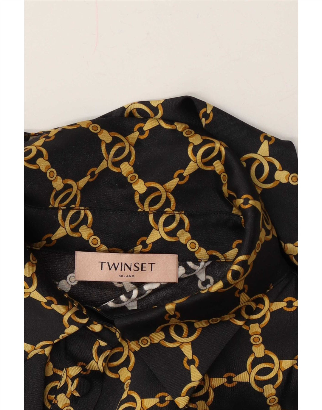 Twinset Maxivestido de manga larga con estampado abstracto para mujer, talla 44, talla M, color negro