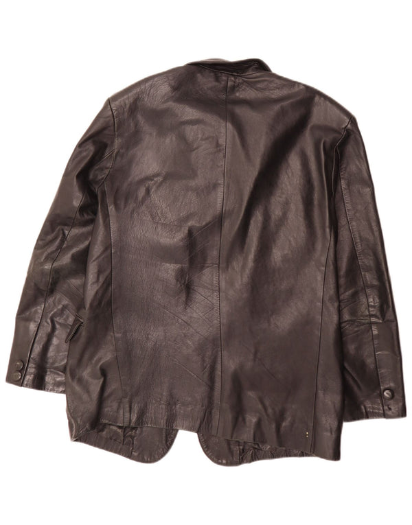 Vintage hombres 3 botones cuero Blazer chaqueta IT 54 XL negro