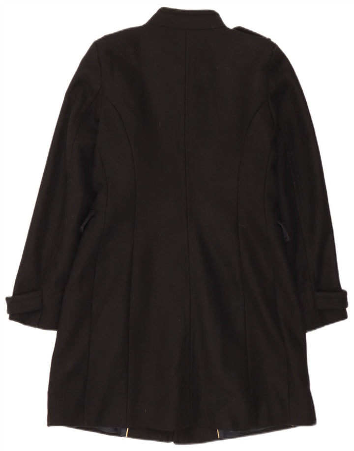 Zara Abrigo Militar De Doble Botonadura Para Mujer UK 40 Lana Negra Mediana