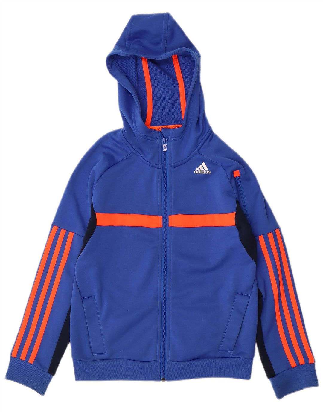 ADIDAS Suéter con capucha y cremallera Climalite para niños 9-10 años Bloque de color azul