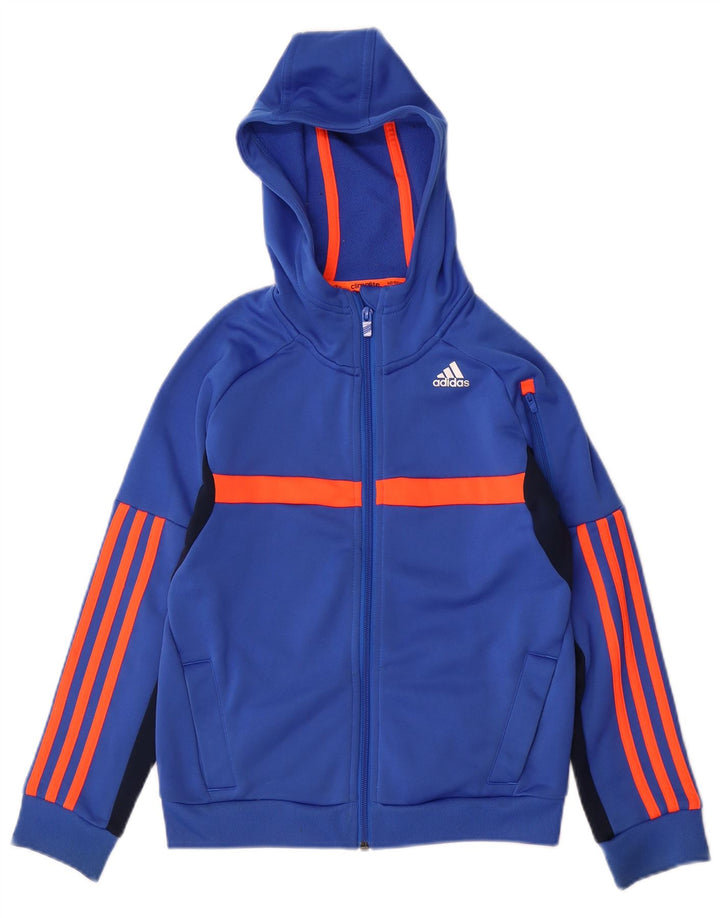 ADIDAS Suéter con capucha y cremallera Climalite para niños 9-10 años Bloque de color azul
