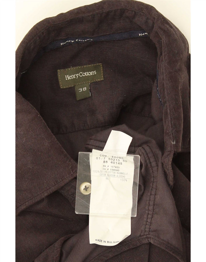 Henry Cottons Camisa de pana para hombre Talla 38 Algodón gris medio