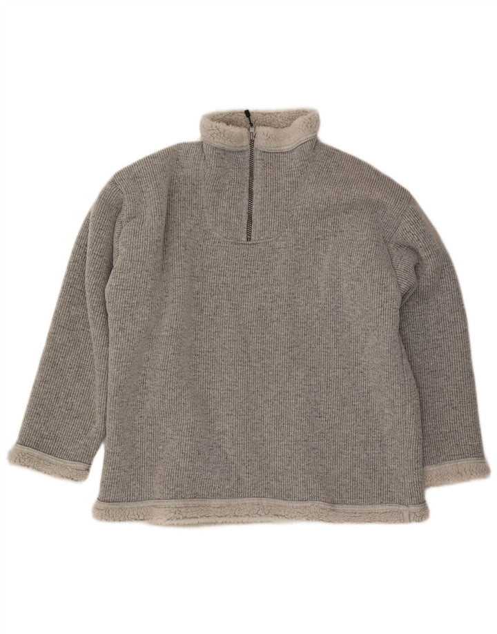 FHB Sudadera Sherpa con cuello con cremallera para hombre XL Poliéster gris