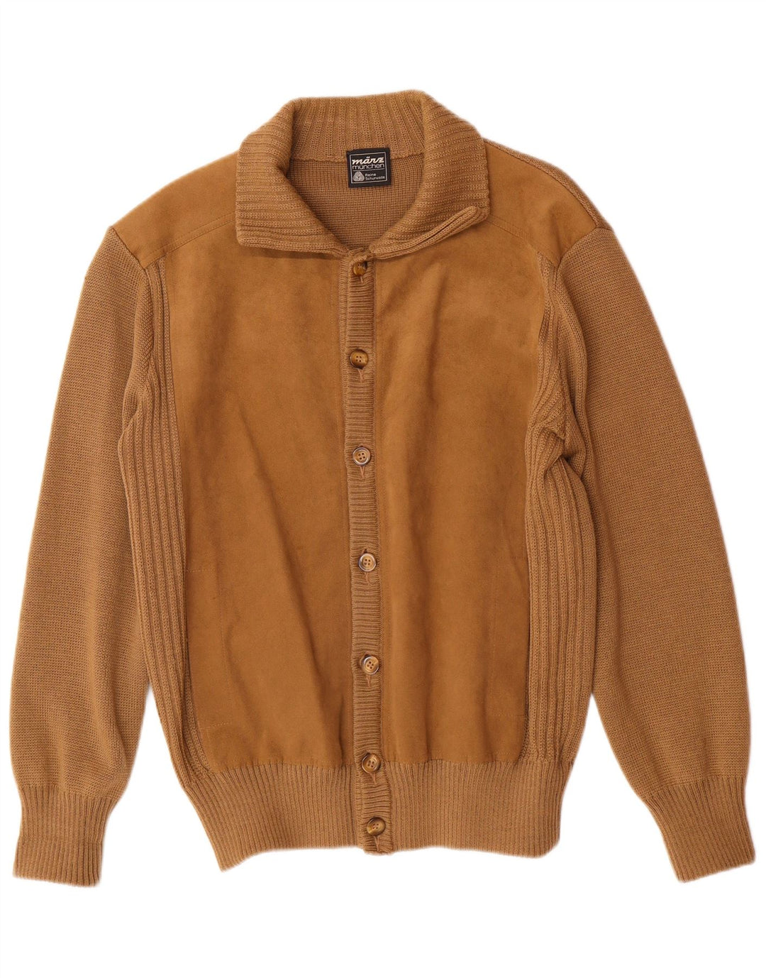 VINTAGE Suéter cárdigan para hombre IT 54 XL Lana marrón