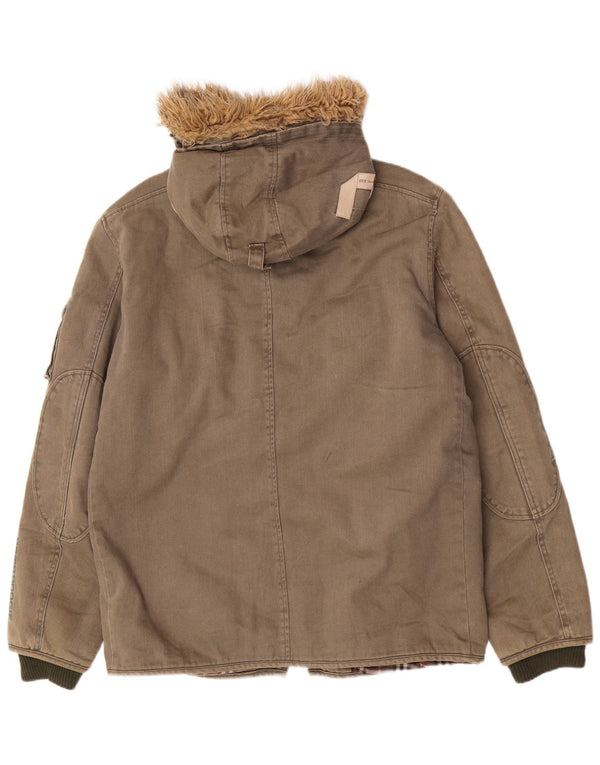 Parka con capucha para hombre Bomb Boogie UK 42 XL Algodón caqui