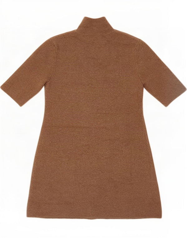 Zara Mujer Vestido Jersey De Manga Corta UK 40 Small Marrón Acrílico