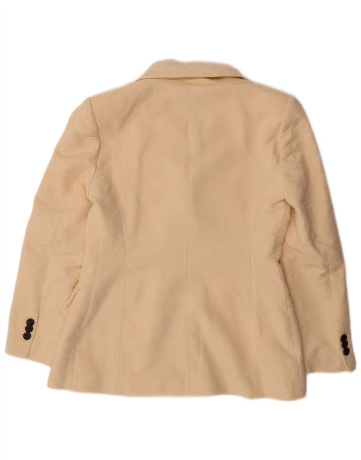 Zara Chaqueta Blazer De Doble Botonadura para Mujer Reino Unido 46 Grande Algodón Blanco Roto