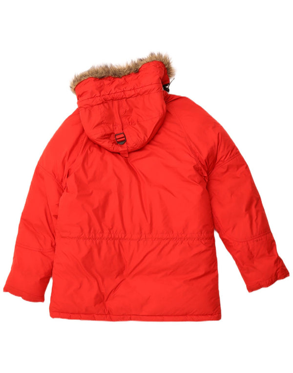 RALPH LAUREN Chaqueta Parka con Capucha para Mujer Reino Unido 14 Mediano Rojo Invierno