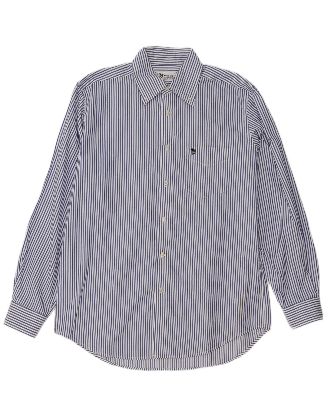 Camisa Avirex para hombre grande de algodón a rayas azules