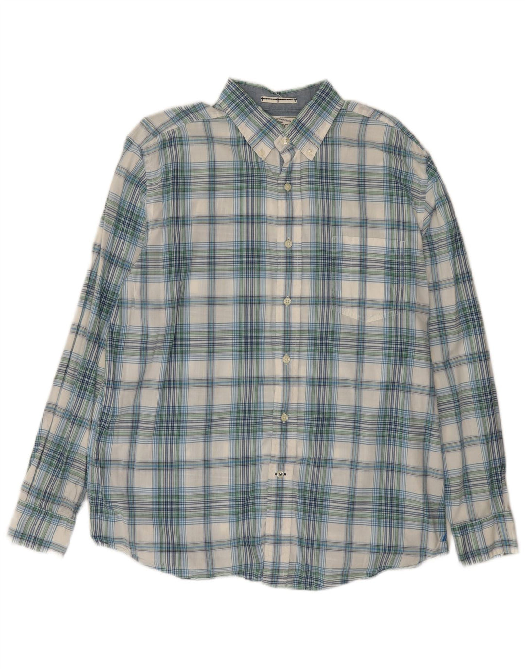 Camisa Nautica Hombre Grande Azul Cuadros Algodón