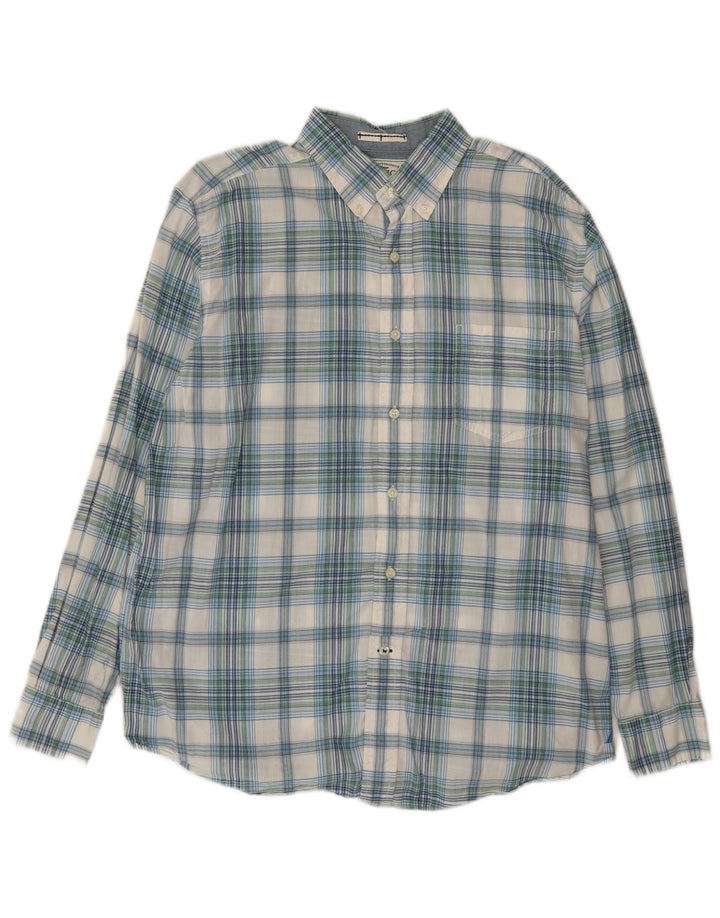 Camisa Nautica Hombre Grande Azul Cuadros Algodón