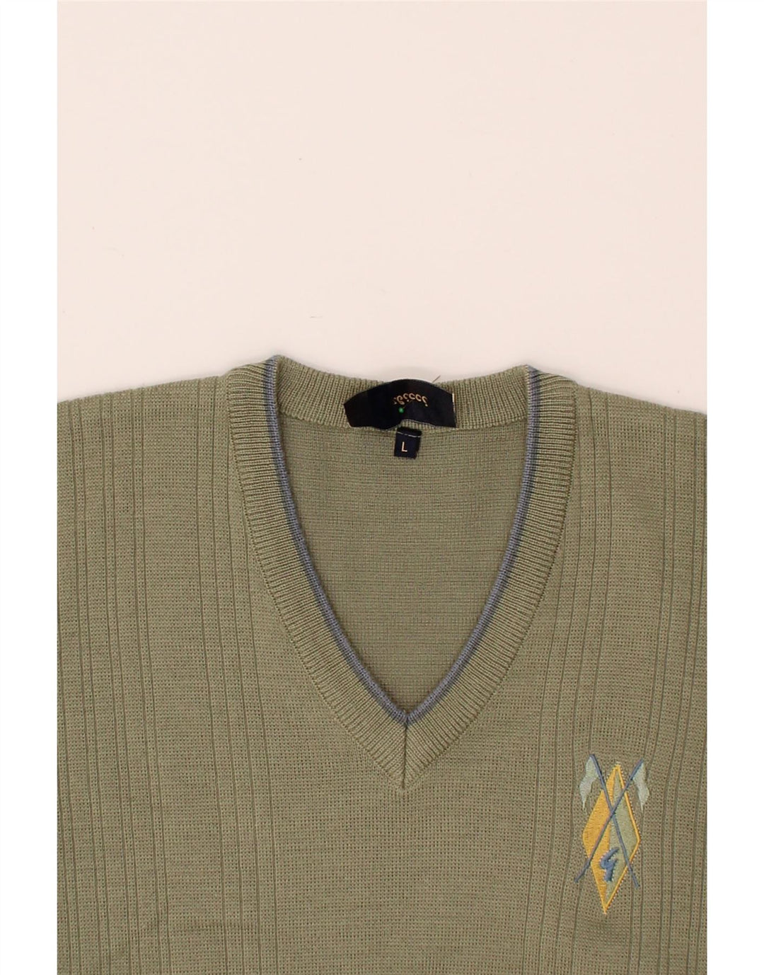 GABICCI Jersey con cuello en V para hombre de lana caqui grande