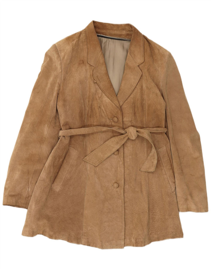 Vintage mujer ante abrigo Reino Unido 14 Medio Beige