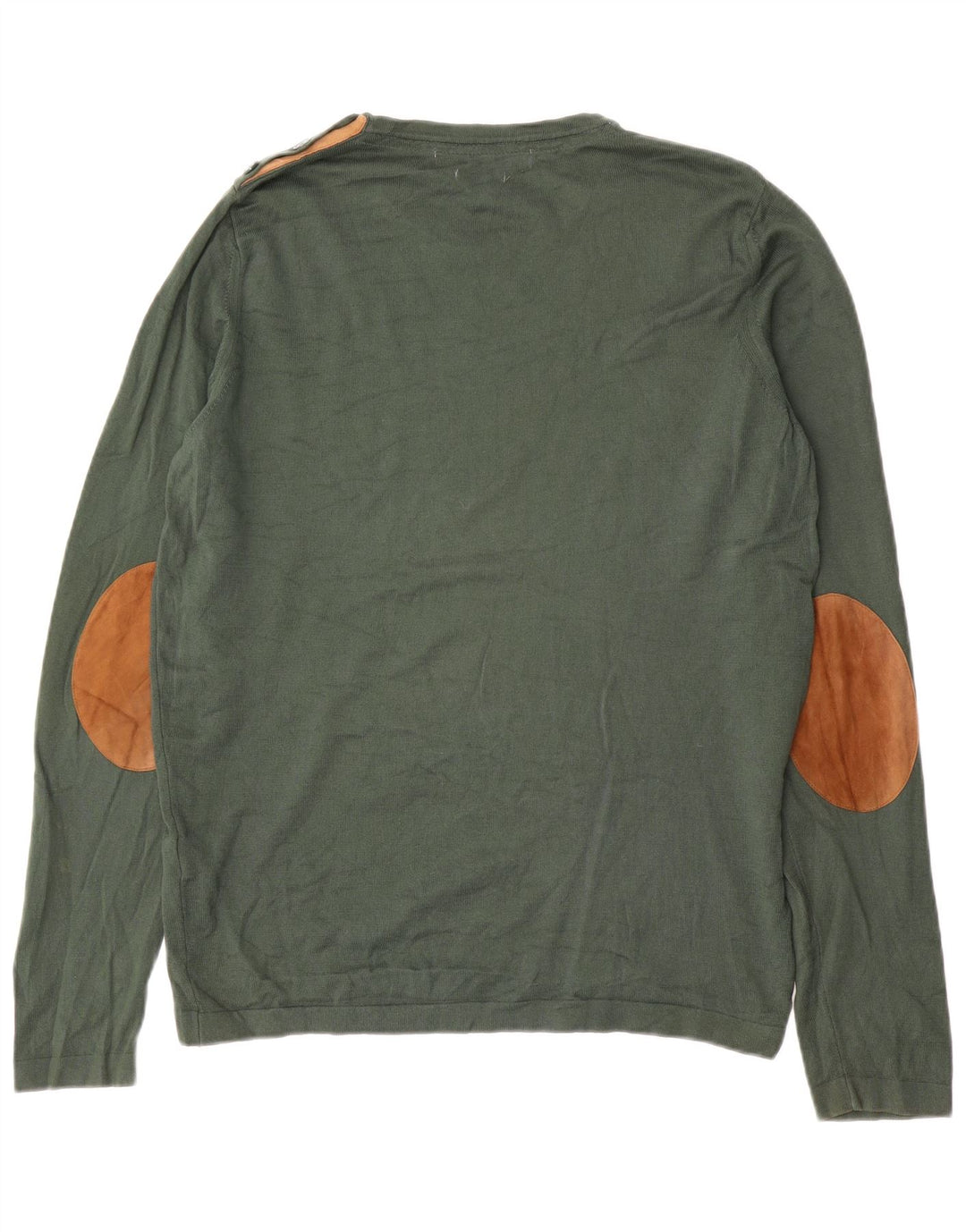 Zara Hombre Top Manga Larga Algodón Color Block Verde Grande