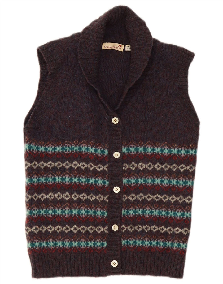 Stanley Blacker Suéter tipo cárdigan para mujer Reino Unido 10 Pequeño Azul marino Fair Isle