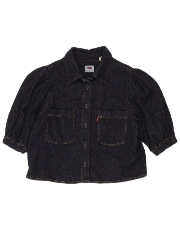 Levi's Camisa vaquera corta de manga corta y ajuste relajado para mujer UK 6 XS Azul marino