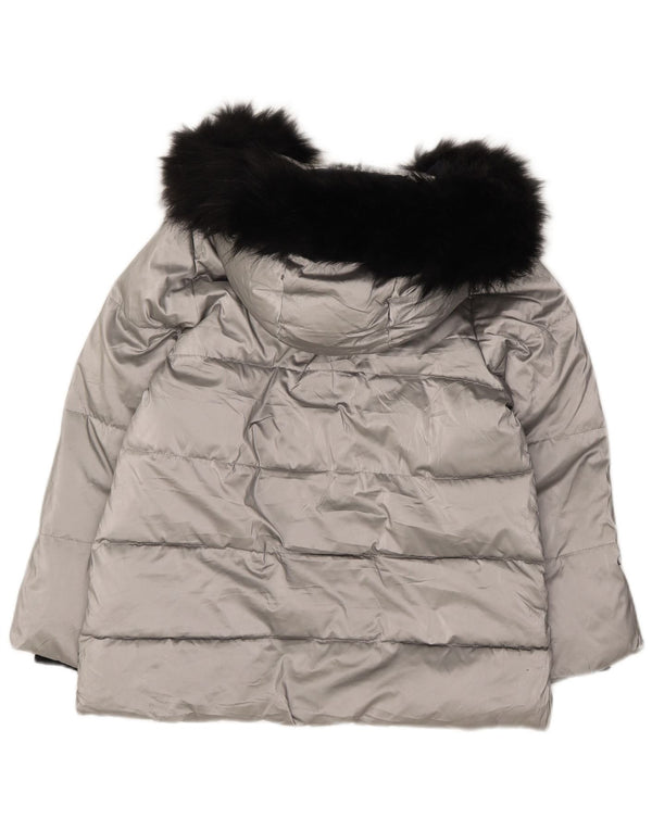 Zara Anorak Niña Con Capucha 11-12 Años Plata Poliéster
