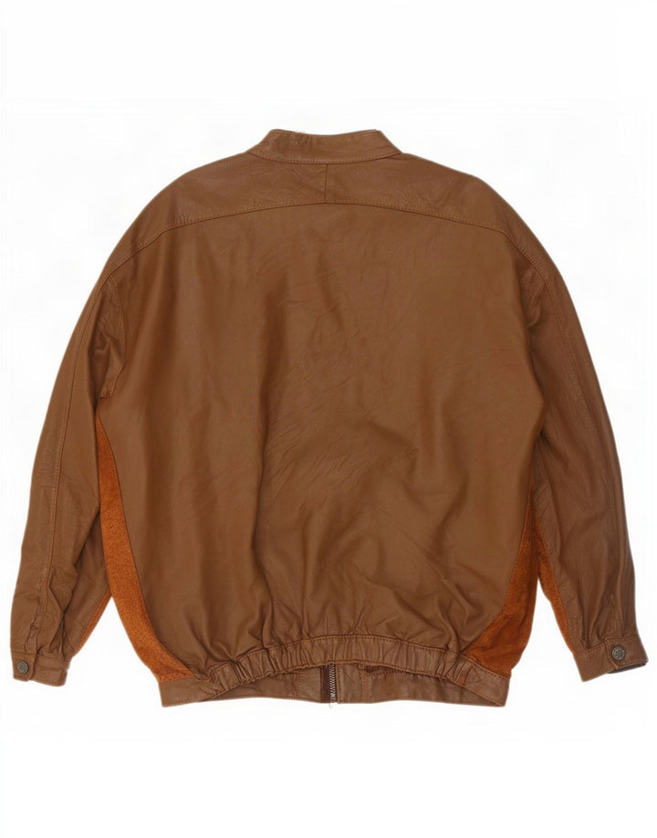Vintage hombres bombardero chaqueta de cuero Reino Unido 38 marrón medio colorblock
