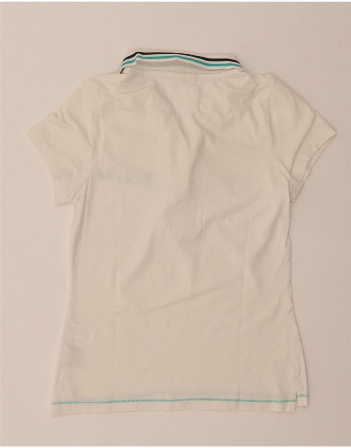 THINK PINK Polo gráfico para mujer UK 8 Small White Cotton