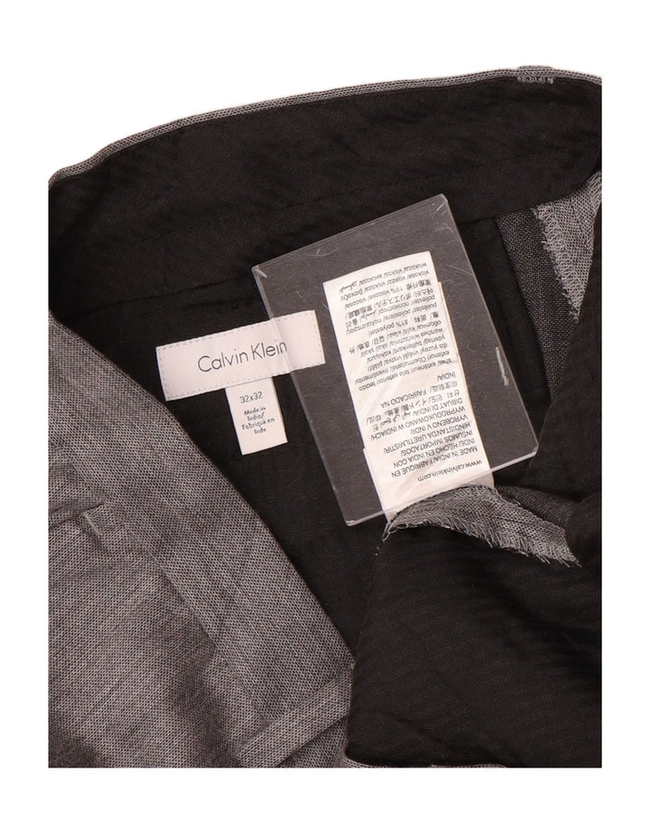 CALVIN KLEIN Pantalón de traje recto para hombre W32 L32 Poliéster gris